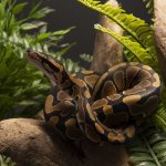 Common Ball Python in an enclosure